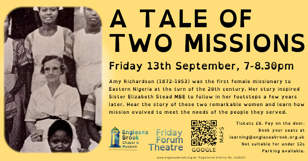 Advertisement for A Tale Of Two Missions, our Friday Forum Theatre presentation for 13th September 2024